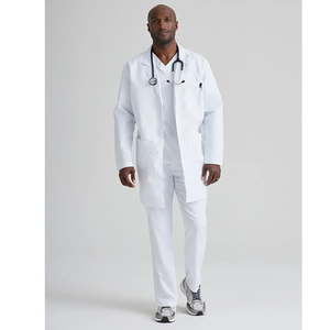 Bata de laboratorio de punto impresa personalizable para el personal médico Spandex SMS PE OEM Uniformes de hospital Bata de enfermera médica - Product Image 1