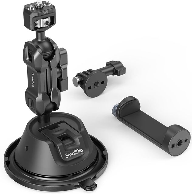 Smallrig Suction Cup Mount for Gopro with Anti-Twist Pin, Metal Windshield Car Mount Outside, Dash Mount for Vlogging - 4275
