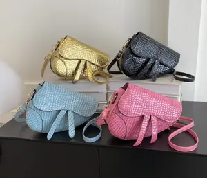 Grosir 2024 keluaran baru tas sadel Fashion pola Lichee mewah wanita tas desainer kulit PU kualitas tinggi kustom