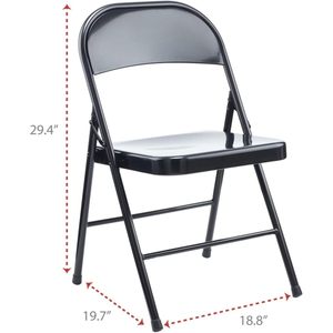 Silla Plegable de Acero sin Brazos Alera Contemporánea, Color Negro, con Respaldo y Base Negros, Capacidad de 275 lb, 4 por Caja - Product Image 4