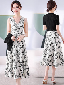 2025 été élégant TwoPiece robe décontracté ALine avec manches bouffantes taille naturelle pour adultes - Product Image 5