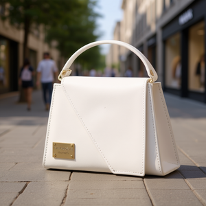 Fana Fashions Sac bandoulière blanc pour femme, style minimaliste, fermeture magnétique, cuir synthétique en microfibre - Product Image 2