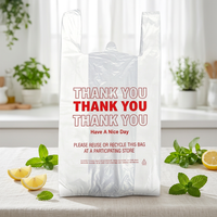 Sacs gilet entièrement personnalisables, jetables, thermoscellables, transparents, avec impression offset pour petites entreprises, supermarchés et épiceries