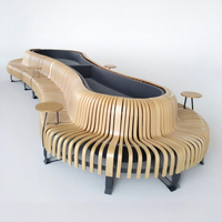 Chaise de jardin haut de gamme Y870 avec jardinière intégrée, siège public en bois, style moderne et épuré, imperméable et durable pour parcs extérieurs
