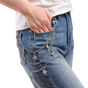 Chaîne de taille multicouche en argent avec étoiles pour jeans, style hip-hop décontracté, en alliage de zinc - Product Image 2