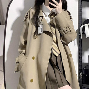 Transfrontalier 2025 printemps automne femmes <span class=keywords><strong>Trench</strong></span> Coat nouveau Style coréen et britannique Long mi-long Hepburn manteau décontracté pour <span class=keywords><strong>Petite</strong></span> - Product Image 3