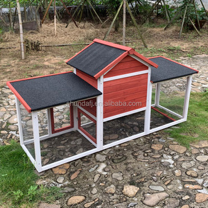 SDR031-gris – Grand enclos à poules en bois élégant avec couloir coulissant horizontal pour lapins, poules, hamsters et furets - Product Image 4