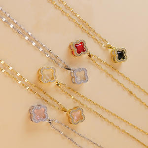 Venta caliente de lujo Lucky Four-leaf Clover Nuevo collar Niñas Moda Collar de acero inoxidable Accesorios - Product Image 1