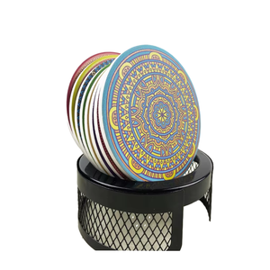 Sous-verres en céramique à motif <span class=keywords><strong>mandala</strong></span> nordique Isolation thermique à la lumière vive Tapis de logo personnalisables avec coussinets en <span class=keywords><strong>feutre</strong></span> pour usage domestique - Product Image 6