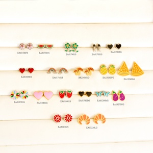 Nouvelles boucles d'oreilles carrées en zircon, design 2022, en acier inoxydable, 10 paires/cartouche, couleurs assorties - Product Image 5