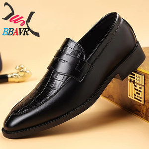 Zapatos de PU para Hombre, Nuevos, Formales de Negocios, Casuales, Sin Cordones, Estilo Británico Coreano, Punta Puntiaguda, Talla Grande, con Rayas y Plataforma - Product Image 2