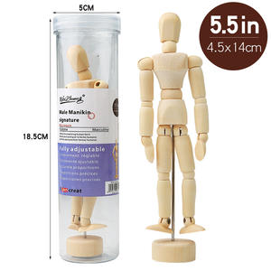 Cubo transparente de madera para <span class=keywords><strong>hombre</strong></span> y mano de madera, articulación Flexible, adornos de Maniquí de madera, bocetos de cuerpo humano, muñecas de estilo cómico - Product Image 6