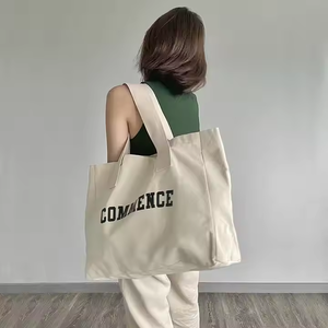 Bolso Tote de lona de gran capacidad de gran tamaño personalizado con asa más ancha y logotipo bordado para promociones - Product Image 5