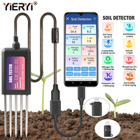 Testeur de sol à sonde 5 broches avec stockage, mesure l'EC, la température, l'humidité, le PH, la fertilité, la fertilité N-P-K (azote, phosphore, potassium)