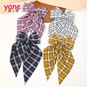 Version coréenne Nouveau Bow Streamer Hairpin Spring Clip Haircard Temperament Lattice Literary Style Girls Ponytail Crown Headpiece - Product Image 1