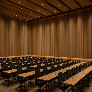 Panneaux acoustiques à lamelles en PU de conception moderne Revêtement acoustique NRC à effet bois <span class=keywords><strong>pour</strong></span> mur Décor Akupanel cannelé insonorisé <span class=keywords><strong>pour</strong></span> hôtels - Product Image 3