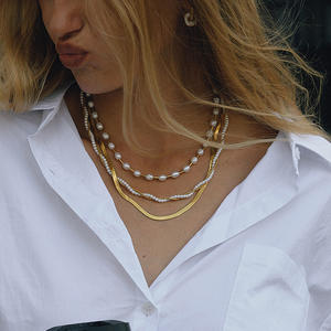 幾何学的な金メッキステンレス鋼ネックレスライト高級高級クラビクルチェーン女性のクロスボーダー旅行ジュエリー - Product Image 3