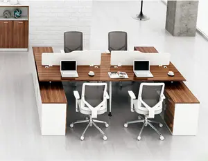 Estaciones de trabajo de estilo moderno para empleados, estaciones de trabajo de oficina modulares con escritorios para 4, 6, 8 y 10 personas