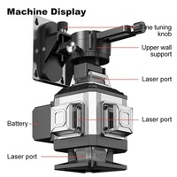 Niveau laser croisé 4D à 16 lignes, faisceau vert, rotation 360°, auto-nivelant, économique