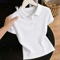 Vêtements de sport pour femmes de haute qualité, vente en gros, polo femme, couleur unie, manches courtes, hauts basiques en spandex
