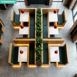 Sofá de restaurante personalizado con estructura de madera maciza, tapizado con PU y capitoné vertical para proyectos de restaurantes. - Product Image 1