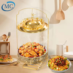 Penghangat Makanan Mewah Butterfly 8L Gold Pour Buffet Hanging Food Warmer Dome Chafing Dish Buffet Set untuk Katering - Product Image 6