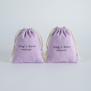Ling's Store Cotton <b>Drawstring</b> Bags 8x10cm Jewelry Packaging Purple Fabric <b>Pouches</b> Rectangular Storage Bags - Product Image 1