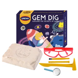 Dig Kit Dig up 12 Real Gemstones Great Science Mining Gift Kids Boys Girls Rocks Minerals Excavation Toys