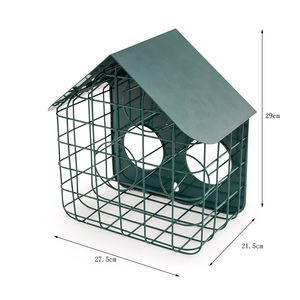 Mangeoire à oiseaux anti-écureuils JH-Mech, en métal, résistante aux intempéries, avec ouvertures circulaires intégrées, finition verte thermolaquée - Product Image 2