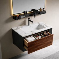 Meubles de salle de bain design moderne pour hôtels et appartements : Meuble-lavabo mural avec rangements intégrés et supports pour outils