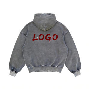 هودي قطني مخصص عالي الجودة بتصميم فضفاض وثقيل الوزن بأسلوب الشارع، قابل للغسل، مصنوع من مواد مميزة للرجال - Product Image 2