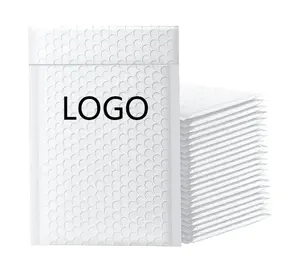 Atacado Impresso Acolchoado Mailing Pouch Envelope Plástico Branco Poli Bubble Mailer Envoltório Saco De Transporte Com Logotipo Para Expresso