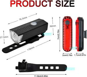 ชุดไฟหน้าและไฟท้ายจักรยานแบบชาร์จ USB ขายส่ง กันน้ำได้ อุปกรณ์เสริมไฟหน้าและไฟท้ายจักรยาน - Product Image 5