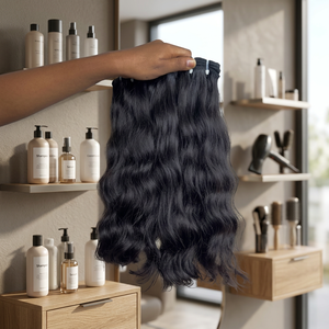 Extensions de cheveux naturels à clipser, 20 pouces, ondulées bouclées, double trame, pointes pleines, teintables toutes couleurs, fabriquées à la machine - Product Image 3