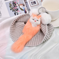 Porte-clés en peluche renard coréen personnalisé, mignon et moelleux, breloque de sac, porte-clés promotionnels pour voiture, cadeau créatif, en vente