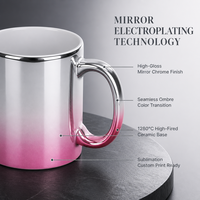 Mug Keramik Metalik Gradasi 11oz, Cangkir Pencetakan Sublimasi Bone China dengan Pegangan Tangan, Hadiah Kustom