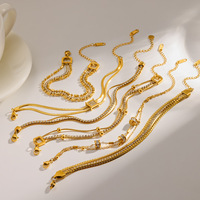 Bracelet de luxe multicouche en zircon, bijoux en acier inoxydable plaqué or 18 carats PVD, élégant, résistant à l'eau et à la décoloration, bijoux tendance
