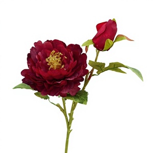 Fleurs artificielles en soie bordeaux, roses, hortensias, phalaenopsis, lys, vente en gros en Chine - Product Image 1