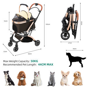 Alüminyum çerçeve EVA tekerlekler ağır katlanabilir taşıyıcı çıkarılabilir tasarım seyahat çözümü kedi köpek evcil hayvan arabası - Product Image 3