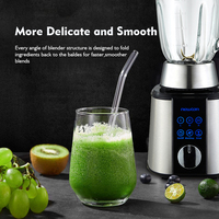 Mixeur Électrique Portable Domestique 4 Vitesses en Acier Inoxydable et Verre, Centrifugeuse à Vitesse Variable pour Fruits et Légumes