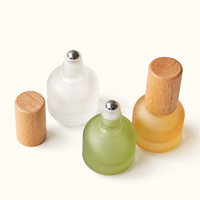 Flacon en verre givré coloré de 10 ml avec bouchon en bois, flacons roll-on pour huiles essentielles, parfums, rechargeables, avec bouchon à vis, logo personnalisé, ODM