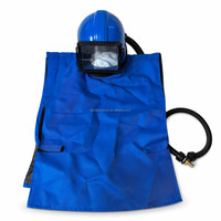 Casque de sablage de sécurité professionnel de qualité industrielle, entièrement fermé, anti-éclaboussures, respirant, à large champ de vision, bleu