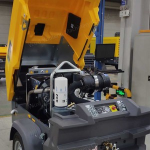 เครื่องอัดอากาศแบบสกรูเคลื่อนที่ XAS58 COPCO 7 บาร์ 160 คิวต่อนาที 100 ปอนด์ต่อตารางนิ้ว ระบบหล่อลื่นด้วยน้ำมัน ใช้เครื่องยนต์ดีเซล พร้อมมอเตอร์ ปั๊ม เกียร์ แบริ่ง และระบบควบคุม PLC - Product Image 4