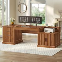 Bureau d'ordinateur exécutif avec tiroirs et rangements, prise de courant intégrée, table de bureau à domicile, poste de travail pour l'étude ou le travail
