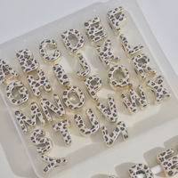 Perles Alphabet Plaqué Or Imprimé Léopard en Gros, 26 Lettres, Grand Trou, pour Bracelets DIY, Cordons de Téléphone, Fournitures de Bijoux