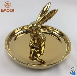 <span class=keywords><strong>Assiette</strong></span> à dessert en porcelaine écologique Gold Rabbit Party - Product Image 1