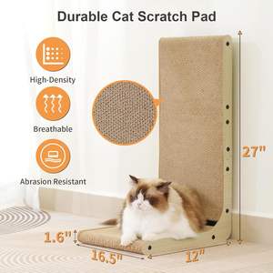 Aangepaste Grote Krassen Kartonnen Pad <span class=keywords><strong>Cat</strong></span> Wall Sisal Mounted <span class=keywords><strong>Cat</strong></span> <span class=keywords><strong>Scratcher</strong></span> L Vorm Met Bal Speelgoed - Product Image 5