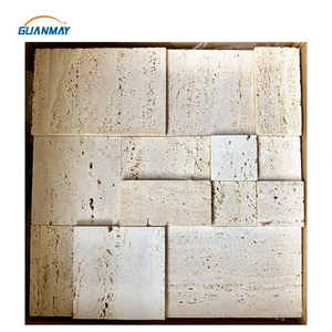 Tùy chỉnh tự nhiên Italy siêu trắng travertine đá cẩm thạch màu be Gạch Mosaic travertine slab khảm trang trí cho tường