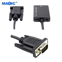 Câbles Accessoires couramment utilisés Adaptateur de convertisseur VGA vers HDMI 1080p Câble VGA vers HDMI pour projecteur d'ordinateur portable HDTV