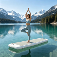 Plateforme de yoga aquatique gonflable, large planche de yoga flottante rectangulaire pour piscine, lac, entraînement, tapis de fitness